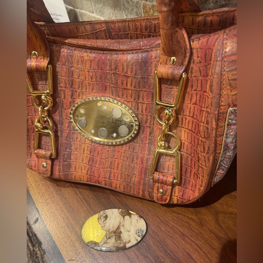 Debbie Brooks Elegant Crocodile-Embossed Orange Handbag with Magnafab included - Picture 16 of 17